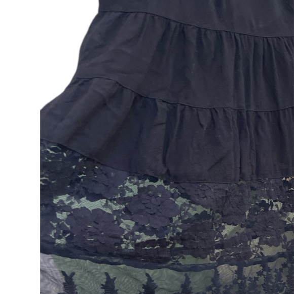 Boho babydoll Y2K milkmaid black lace tunic mini dress - Picture 2 of 5